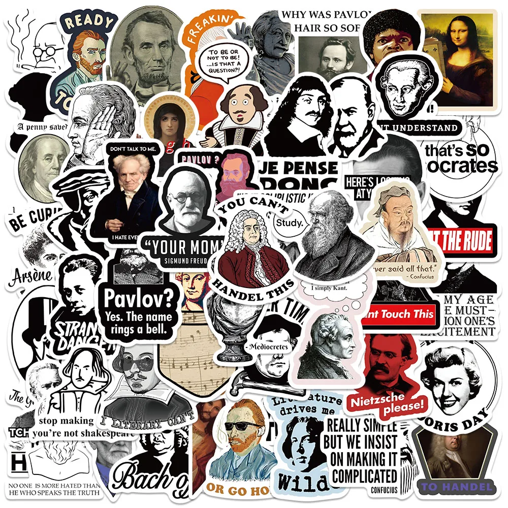 50 Stück lustige berühmte Person Konsonant Meme Graffiti Aufkleber Vinyl DIY für Kühlschrank Skateboard Laptop Motorrad Helm Geschenk Aufkleber