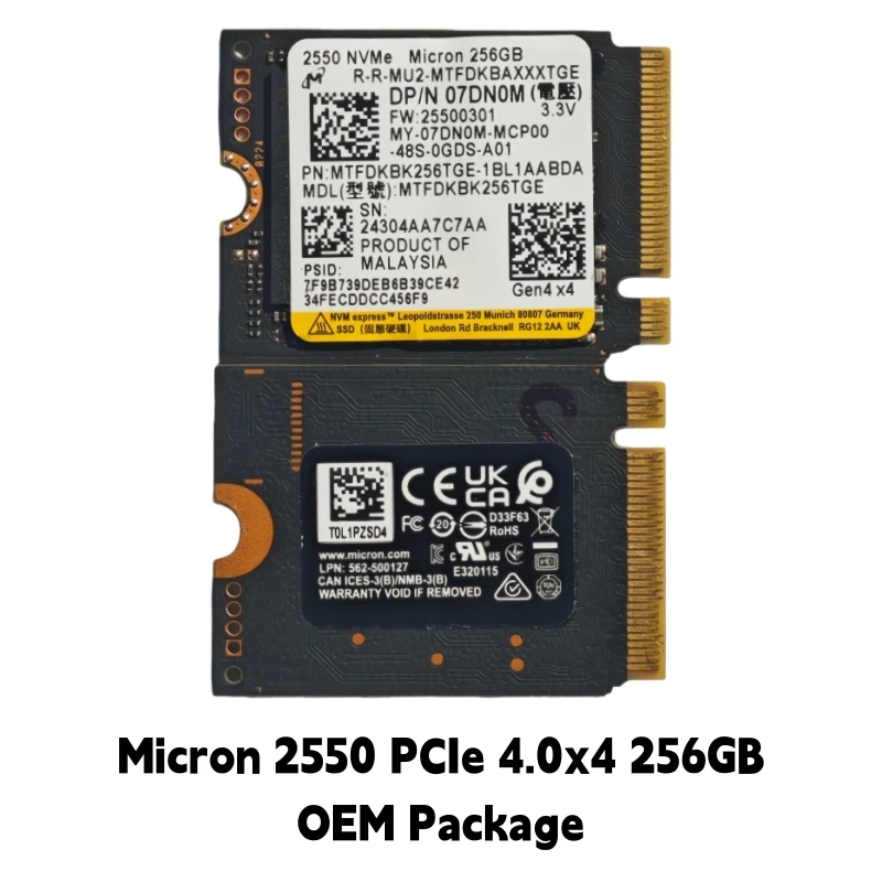 Crucial P310 1TB/2TB & Micron 2450/2550 256GB PCIe Gen4x4 NVMe M.2