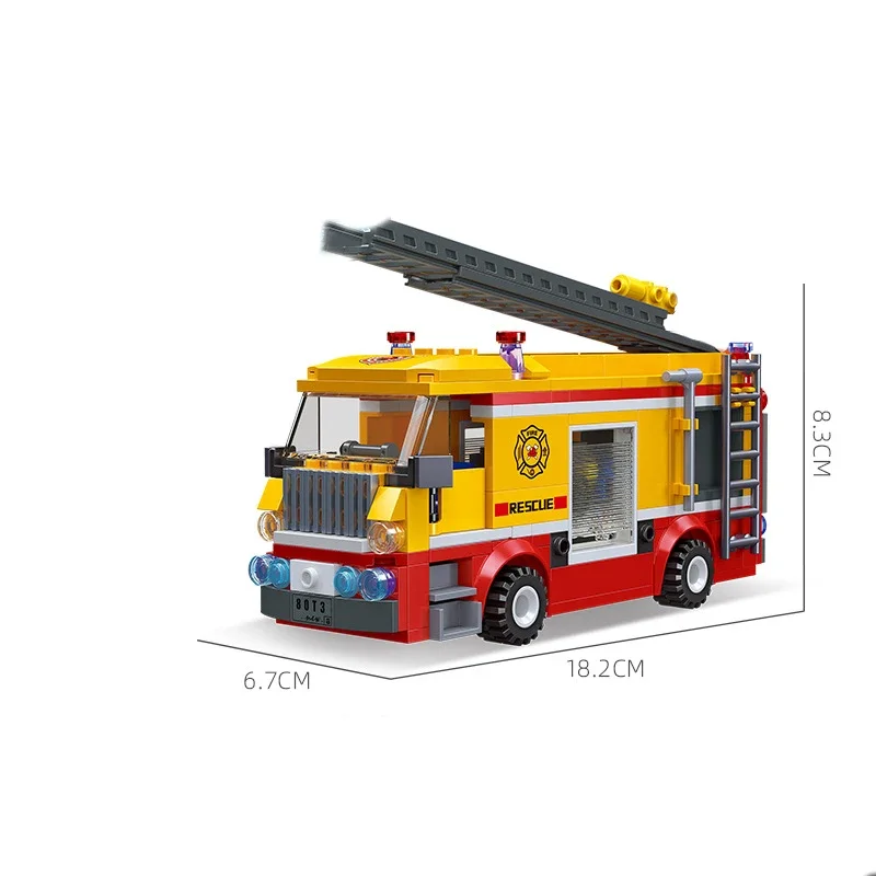 City Firefighting Equipment Series Firefighting Ladder Truck Rescue Truck Building Blocks Bricks Toys Gifts