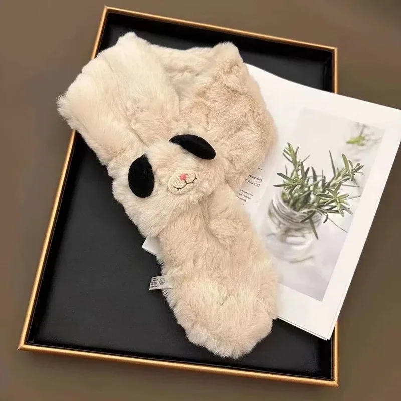 Autumn Winter Scarf New Imitation Rabbit Hair Children's Scarf Baby Boys Girls Plush Little Bear Neck Warm Scarves Pure Color