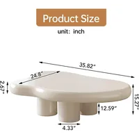 Cute Cream White Coffee Table - Cloud Design, 4 Legs, Small Sofa End Table for Living Room 2