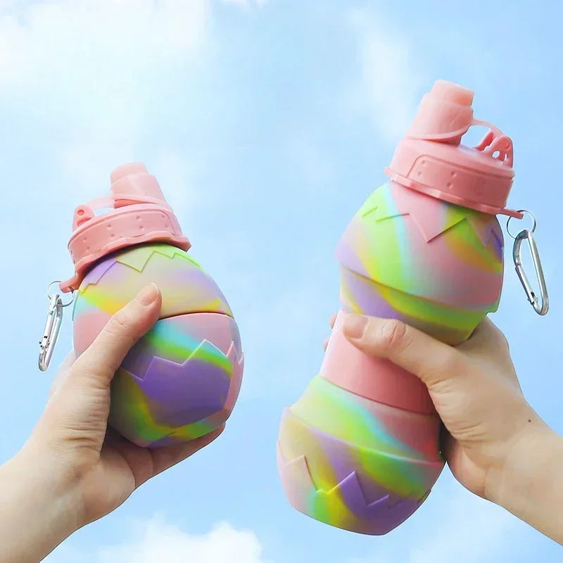 Eggshell Folding Water Cup Telescopic Sports Water Bottle New Silicone Cross-Border