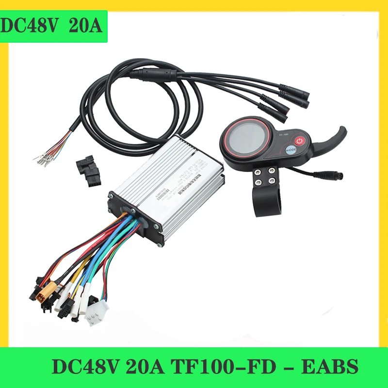 Contrôleur Universel de Moteur sans Balais FOC 48V 20A à Onde Sinusoïdale Mode Unique, Accélérateur LCD TF-100 pour Trottinette Électrique KuGoo M4