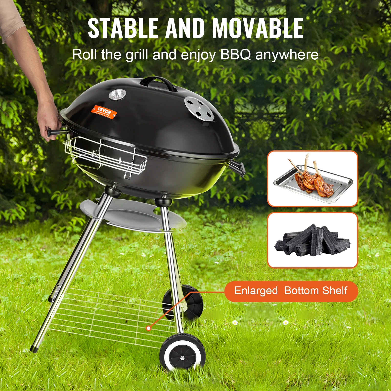 VEVOR Outdoor BBQ Portable Grill Apple Shape Charcoal Grilled Barbecue Heating Stove Multifunction Camping Picnic BBQ Oven