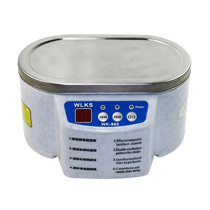 Limpiador ultrasónico 30/50W Baño sonicador 40Khz Desgasificador para relojes Lentes de contacto Gafas Dentaduras postizas Dientes Maquinilla de afeitar eléctrica 220V