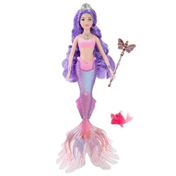 Colorful Mermaid Dolls with Music and Lighting - Assorted Hair Colors & Accessories (Purple)