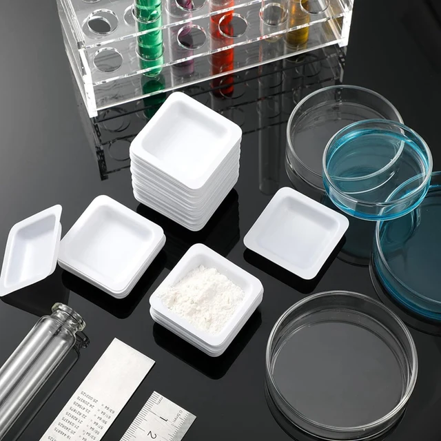 20 Pezzi Barche Di Pesatura In Plastica - Quadrate E A Diamante Per Laboratorio | Antistatiche E Riutilizzabili - Foto 4