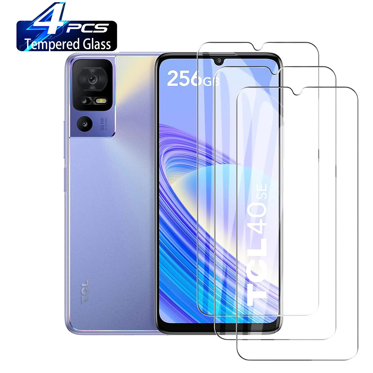 

4Pcs High Auminum Tempered Glass For TCL 40SE XL XE 40R 30SE 406 408 40X 40XL 40XE Screen Protector Glass