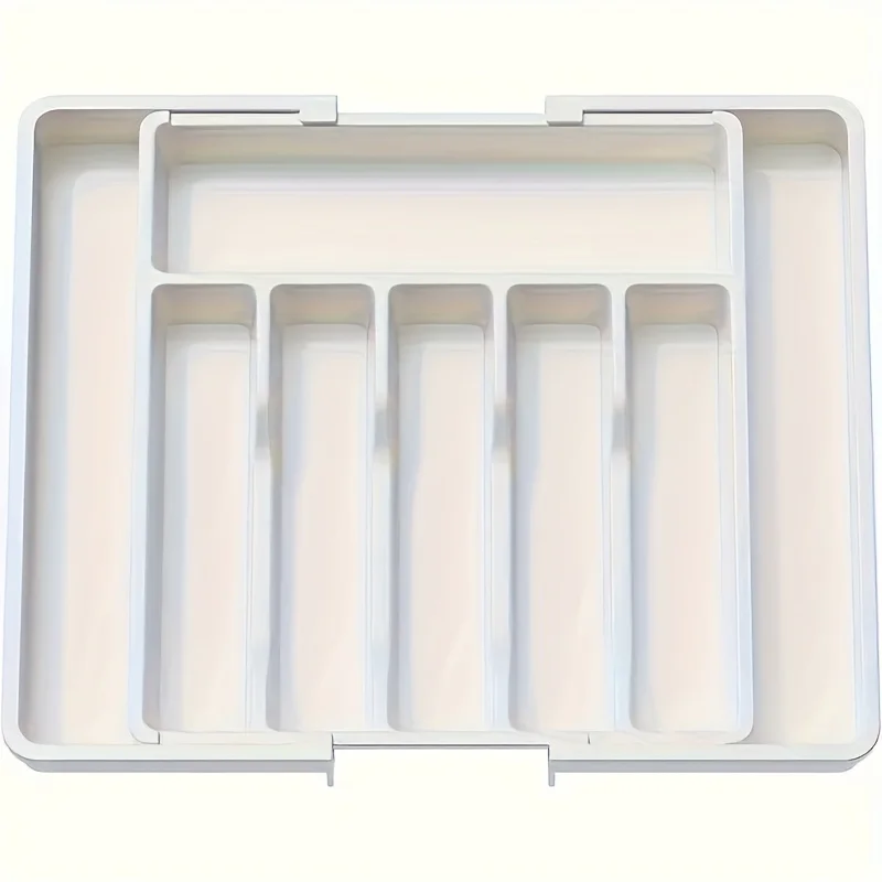 Black/White/Gray Expandable Kitchen Organizer-Ideal for Tableware (Spoons, Forks, Knives)Large，tableware and knife storage box