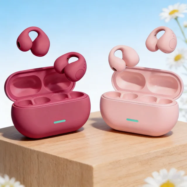 TWS Bluetooth Headset 5.3 Wireless Air Conduction Headphones Clip Ear Music Noise Canceling HD Call Sports Gaming Earphone