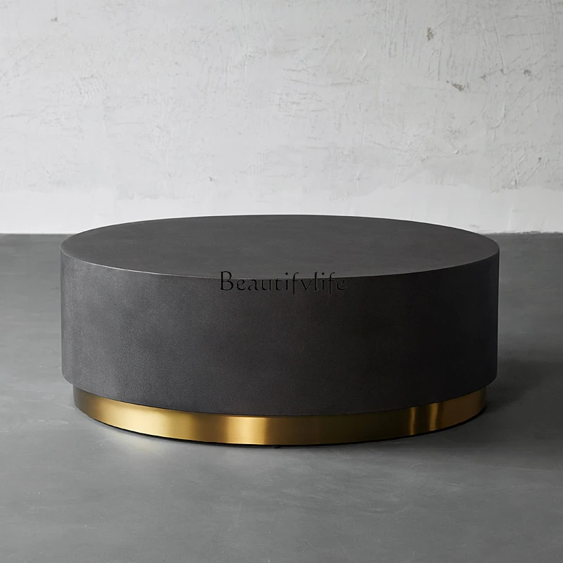 

Modern Imported Imitation Cement round Tea Table Nordic Simple Light Luxury Living Room Coffee Table