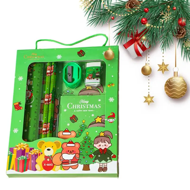 

Christmas Stationery Gifts 6-Piece Christmas Stationery Set Safe Stationery Tool For Kindergarten Prizes Christmas Gifts Birthda