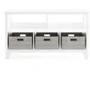 Kids' Low Bookcase -  White: 24 Inch Wooden Storage Organizer Cubby with Fabric Bins for Playroom and Bedroom 4