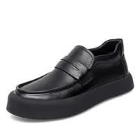 Spring Autumn New Designer Leather Loafers Male Fashion Casual New Designer Black British Platform Shoes for Men 1