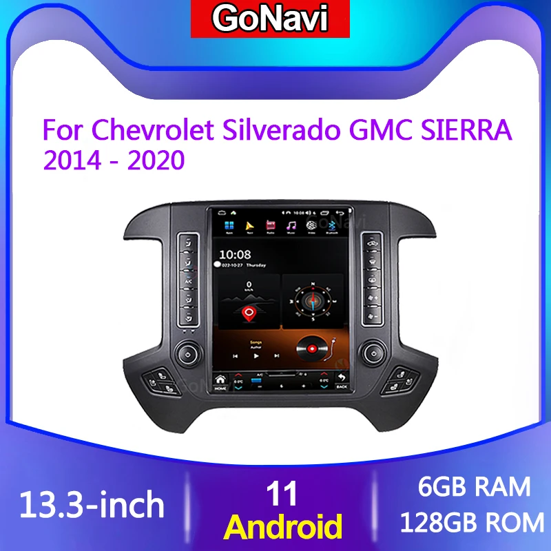 

Автомагнитола для Chevy Silverado 1500 2018, Chevrolet GMC Sierra 2014-2020, Android, видеоплеер, мультимедиа, GPS, экран 13,3 дюйма, 128 ГБ