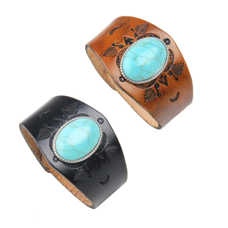

Vintage Leather Arm Protector for Photoshoots and Punk Turquoise Cuff