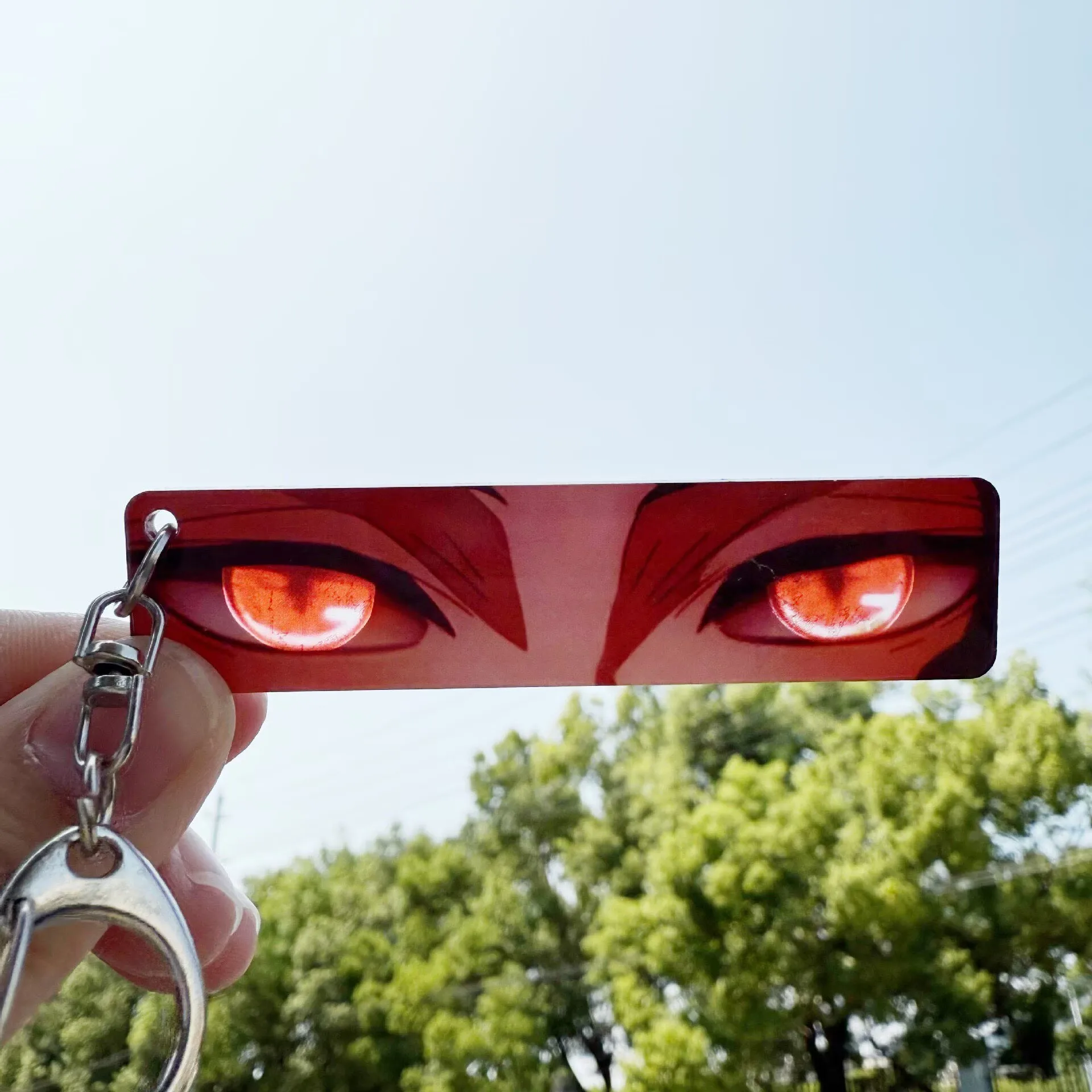 9-Stil Anime-Schlüsselanhänger, Dämonentöter-Schlüsselanhänger, glänzende Augen, doppelseitig, lichtdurchlässiges Muster, Rucksack, Schlüsselanhänger, Geschenk – Detail 7