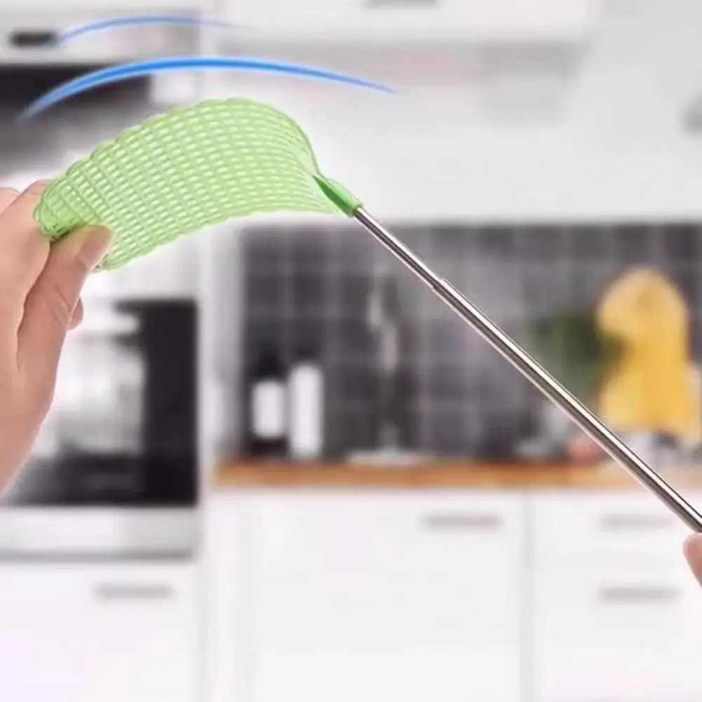 26.5-73cm Extendable Fly Swatter Stainless Steel Telescopic Handle Insect Swatter Mosquito Control Swatter For Insects Camping