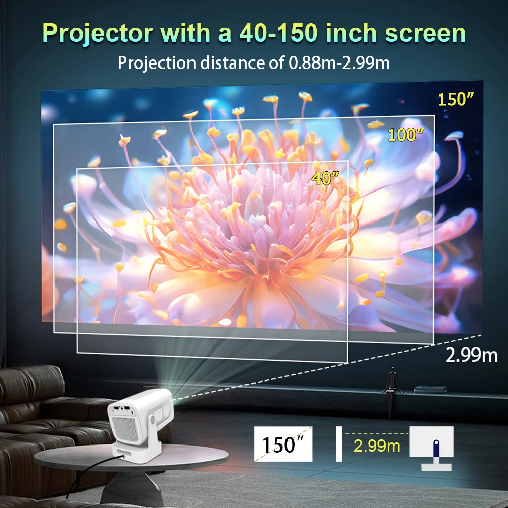 2026년형 H260 네이티브 1080P 프로젝터 4K 디코딩 고휘도 WiFi6 블루투스 안드로이드 스마트 미니 홈 야외 영화관