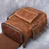 Retro Leather Backpack Men Crazy Horse Leather Large Capacity Multifunctional Outdoor Travel Backpack 5