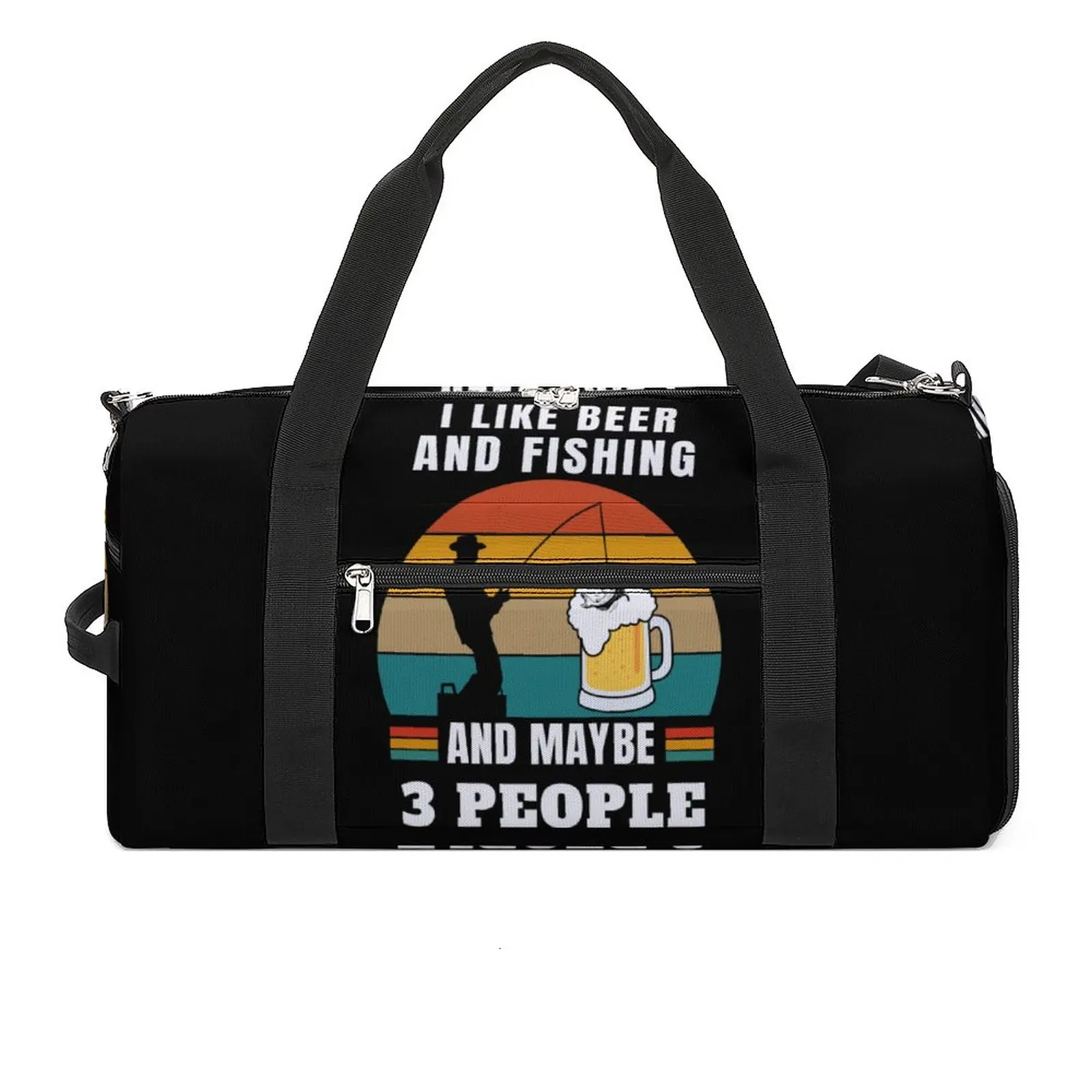 

I Like Beer And Fishing Sports Bags Leisure Life Travel Gym Bag Large Colorful Handbags Couple Pattern Portable Fitness Bag