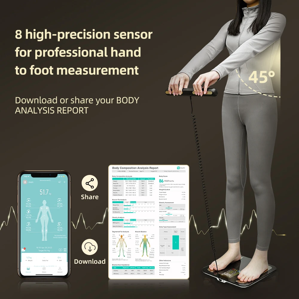 Smart Bioimpedance Scale 8 Electrode BMI Body Mass Index Scale Body Fat Scale Weight Balance Scale Smart Body Composition Scale 4