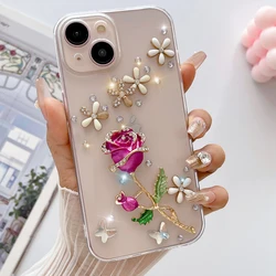 Luxury Fashion Glitter Shine Handwork Phone Case for Huawei P60 P60Pro (Rose)