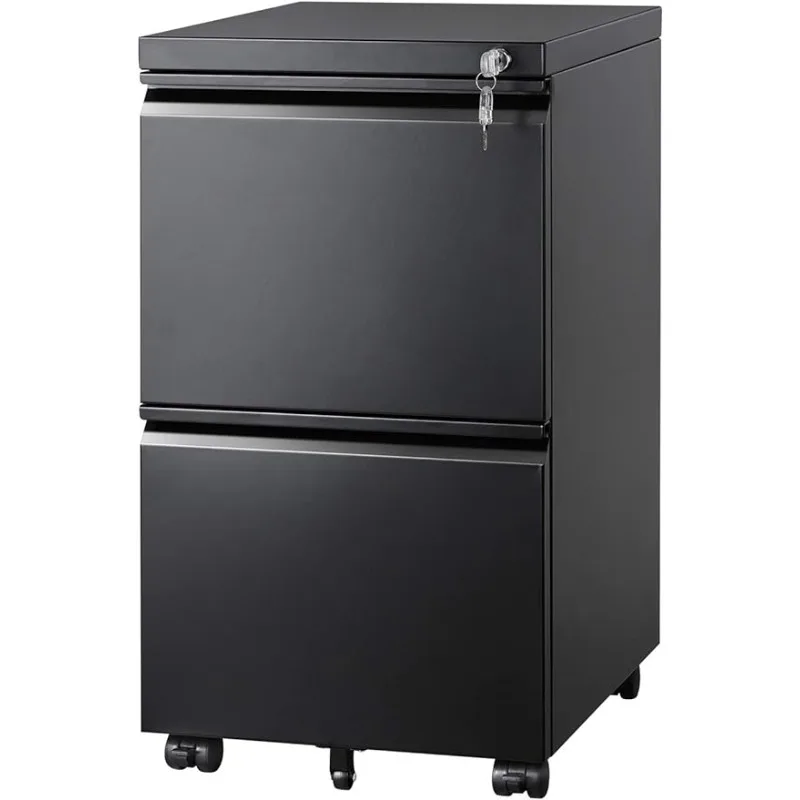 DEVAISE 2-Drawer Mobile File Cabinet with Lock Vertical Filing Cabinet Black devaise 2 drawer file cabinet mobile printer stand with open storage shelf wood filing cabinet fits a4 or letter size， black