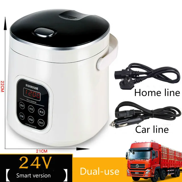 Cuiseur à riz intelligent pour voiture et maison, utilisation domestique pour les touristes, auto-conduite, portable, camion, 12V, 24V, 220V 1