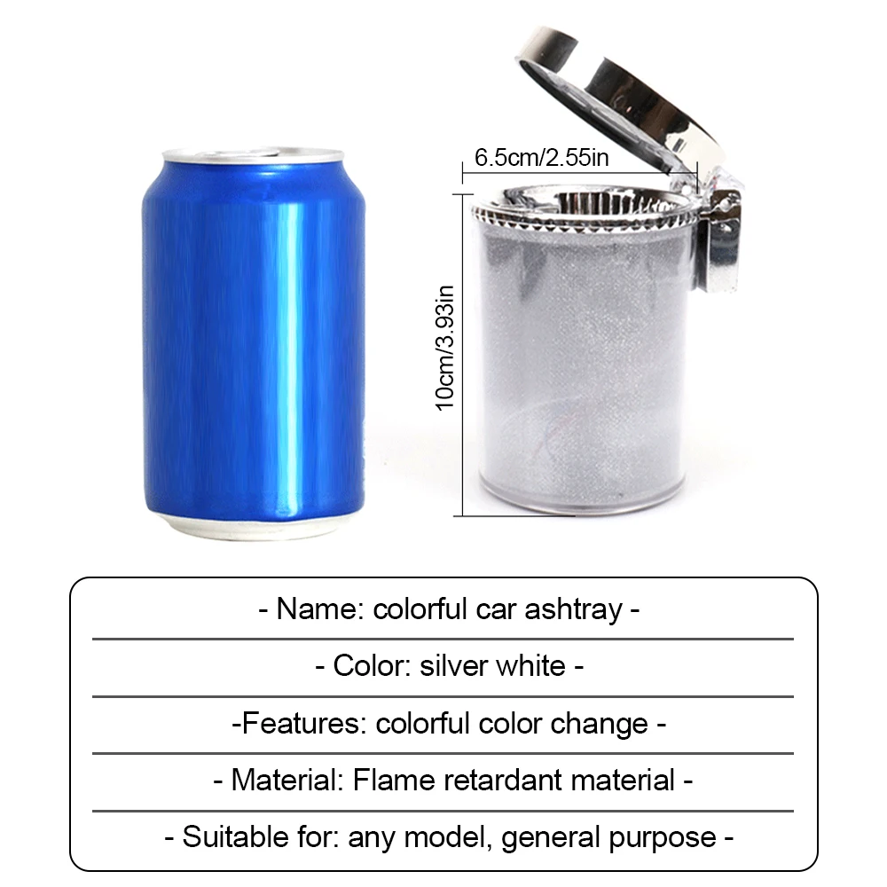 Car Ashtray Portable LED Lamp Smoke Cigarette Ash Holds Cup Automatic Light Indicator Ashtray Car Cup Holder Home Office