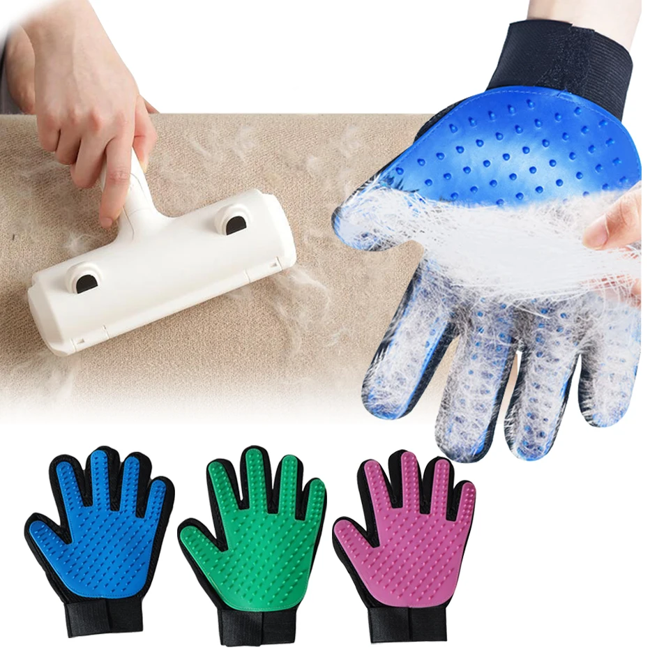 1PC Pet Hair Roller Cat Dog Grooming Glove Bath Brush Carpet Sofa Cleaner Lint Remove Roller Hair Cleaning Brush