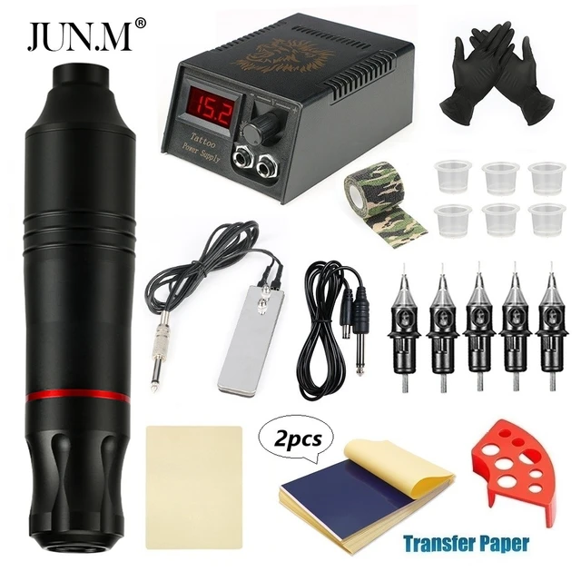 Dragonhawk Tattoo Kit | Mast Tour Max Rotary Tattoo Pen with Power Supply Bundle (Power supply: EU)