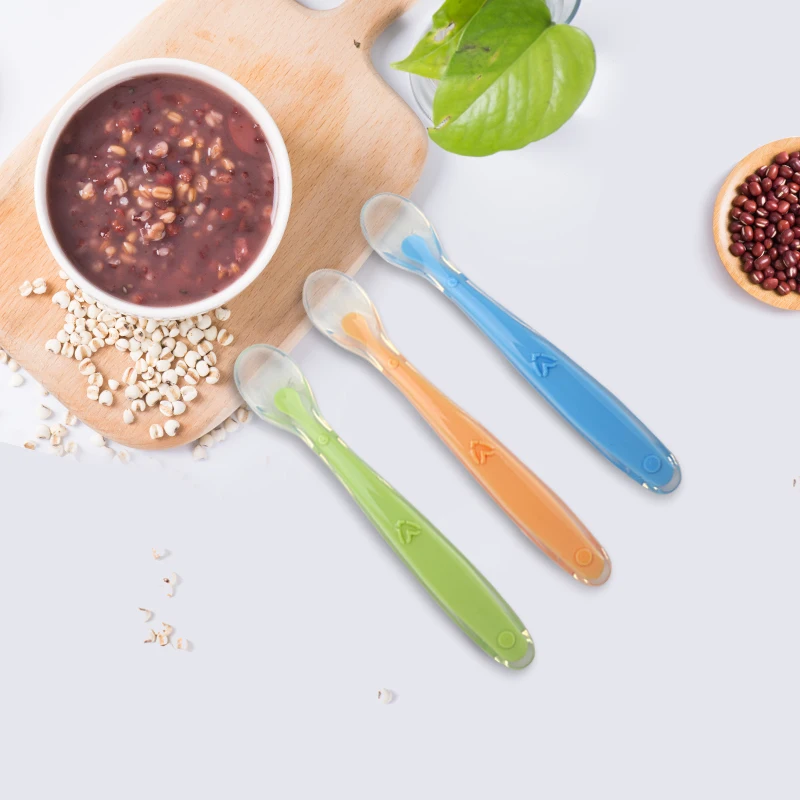Baby Soft Silicone Spoon Candy Color Spoon Children Food Baby Feeding Dishes Safety Feeder Children Eating Training Spoon 3