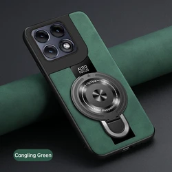 Luxury Magnetic Rotating Stand PU Leather Shockproof Phone Case for Motorola Edge 70 Pro (Green)