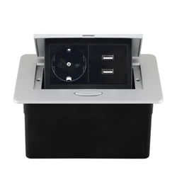 Enhanced Office Desktop Socket with Built - in USB A & C Ports - Hidden Conference Room Solution - SB - EU USB