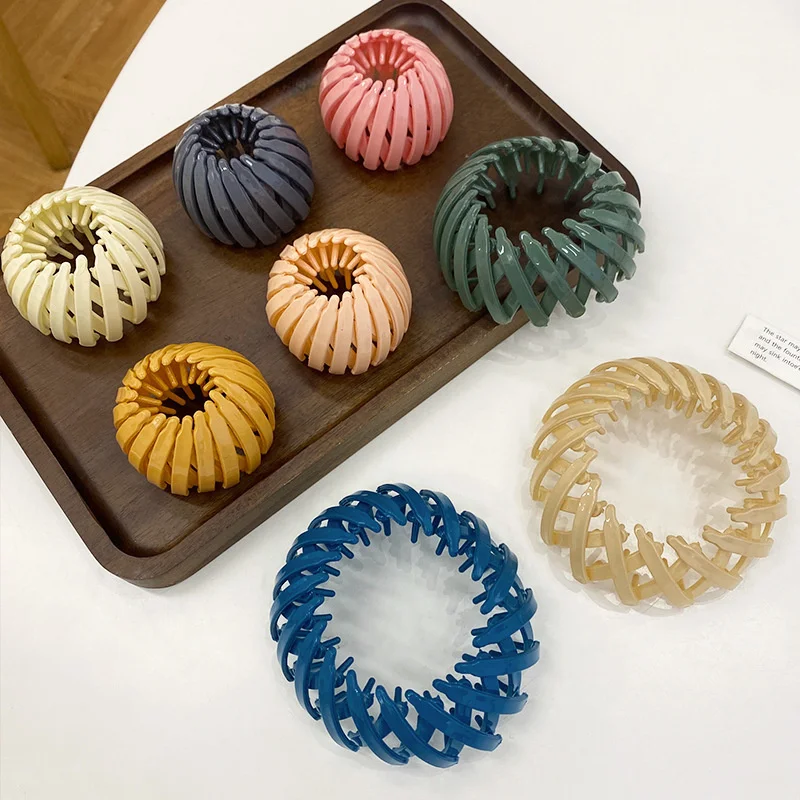 New Fashion Women Bun Claw Clips Horsetail Buckle Clip Bird Nest Expanding Hair Accessories Female Ponytail Headwear 2