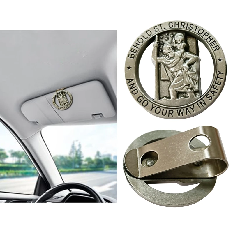 Car Hanging Accessories St Christopher Car Visor Clip (2-Pack