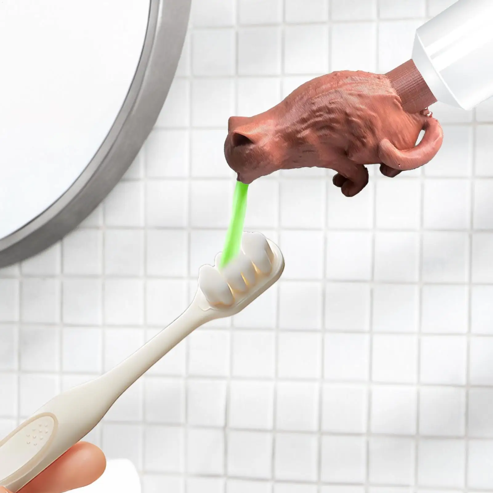 Toothpaste Topper 2.36Inch Cat-Themed Silicone Paste Topper Pooping Cat Toothpaste Topper For Kids Bathroom Travel Home Kitchen