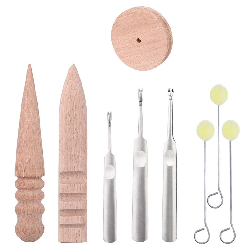 

LMDZ Leather Craft Tools Set With Leather Edge Beveler Wool Daubers Edge Slicker Burnisher And Other Leather Skiving Tools