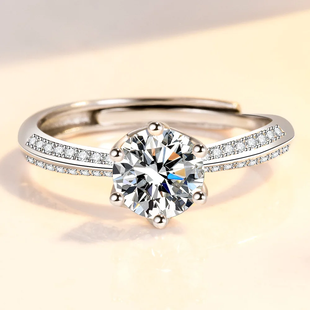 Silver Rings 925 Sterling Open CZ Simulated Stackable Platinum Plated Eternity Bands for Women