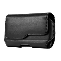 Durable Leather Waist Pouch with Belt Clip - Wear - Resistant and Portable Phone Cover - XXL (Black)