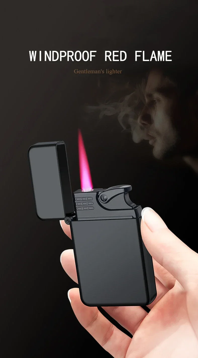 Description Picture 2 of item2024Red Jet Flame Lighter Luminous Inflatable Butane Gas Windproof Lighters Strong Powerful Cigar Torch Lighters for Smoker Gift