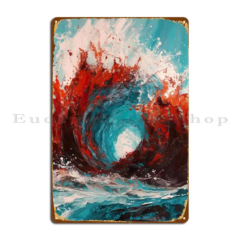 

Red Wave Abstract Metal Plaque Poster Decoration Designs Wall Decor Decoration Retro Tin Sign Poster
