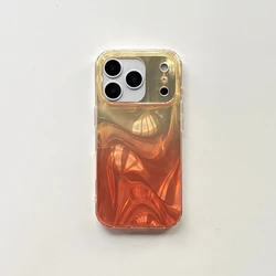 Vibrant Gradient Glossy Satin Texture Shockproof Phone Cover Case - Fashion Pink, Green, and Yellow - iPhone 15 (YELLOW)