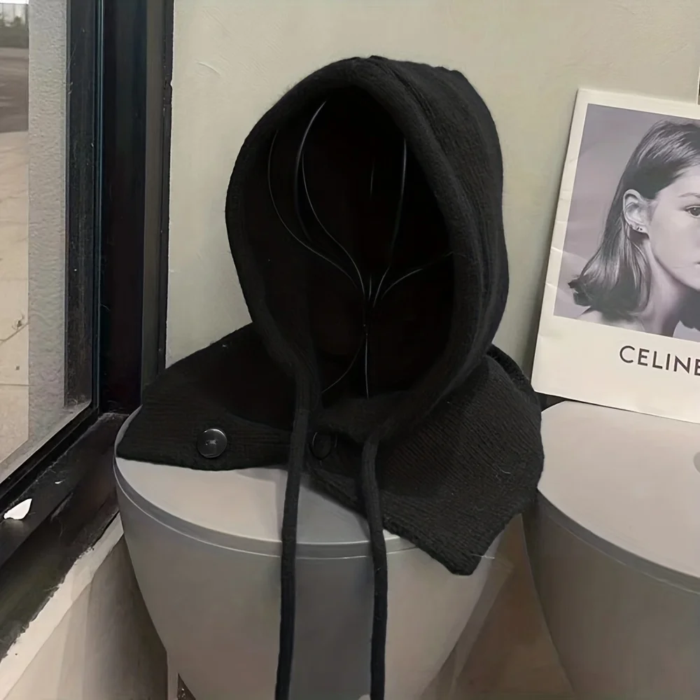 Autumn and Winter Balaclava Hat - Elastic Hooded with Snap Closure, Thickened Warm for Men/Women, Lightweight Skiing Face Mask