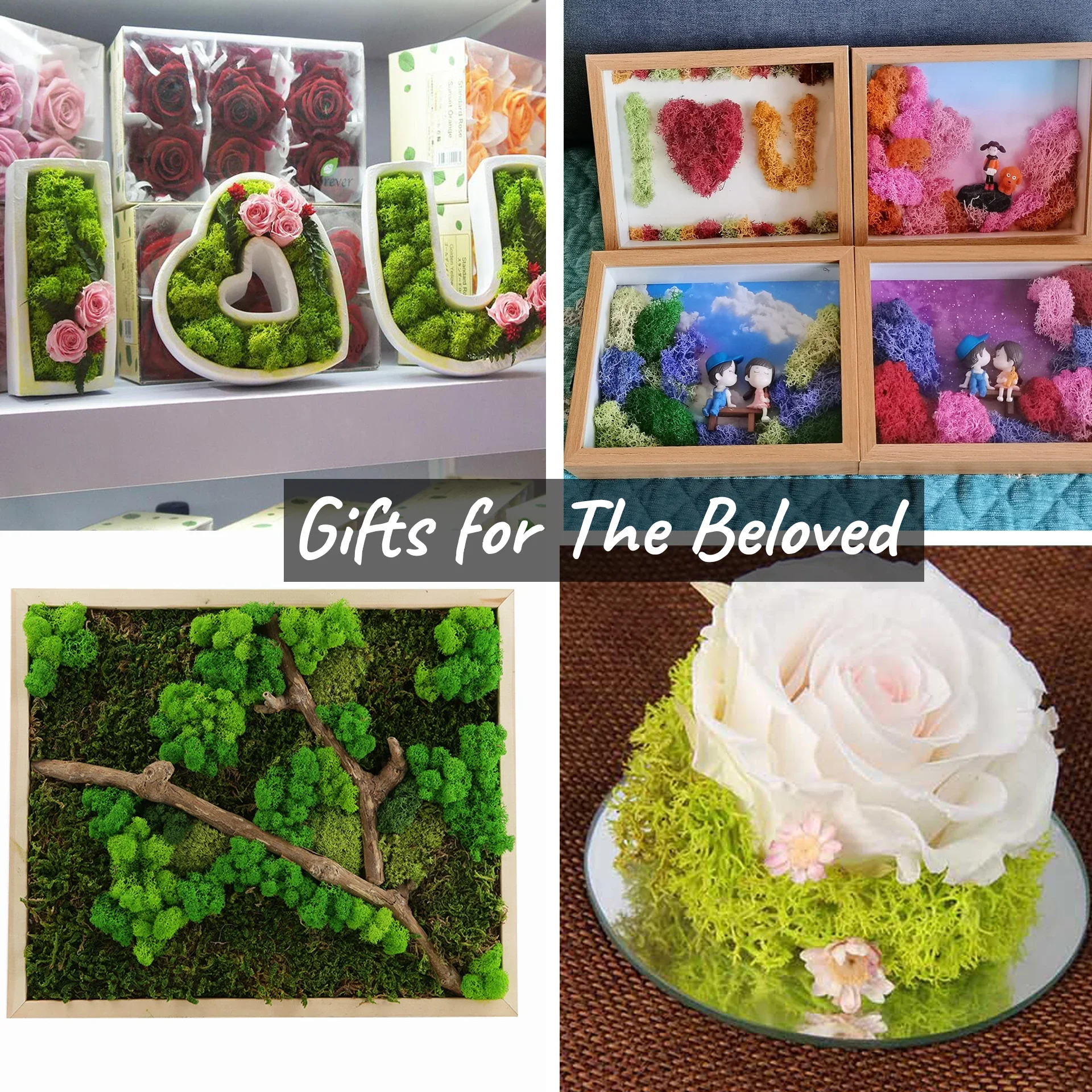 Lush Green Decorative Reindeer Moss for Crafting and Floral Decor