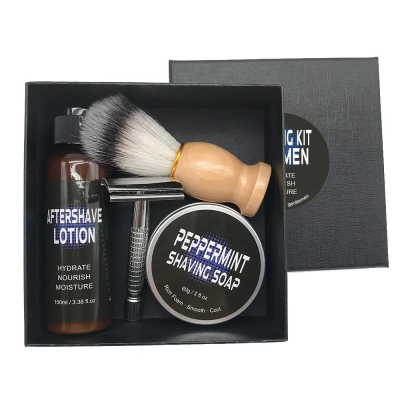 Men's Shaving Set Shaving Cream Brush Aftershave Lotion Facial Beard Care Suit