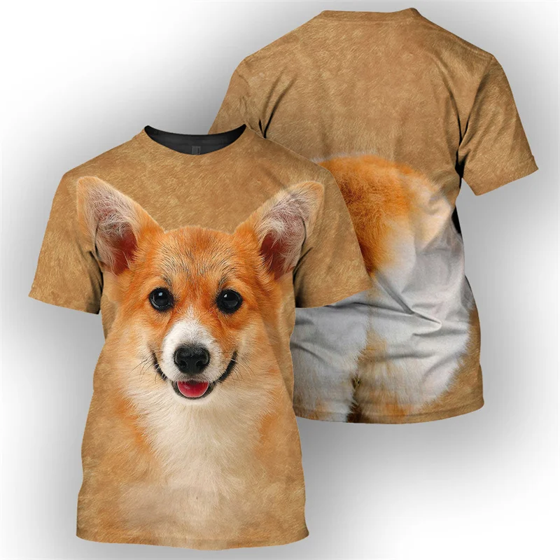 

Corgi French Bulldog Pug 3D Print T-shirt Men Fashion Casual Short-sleeved Round Neck Tees Bullhead Terrier Summer T Shirts