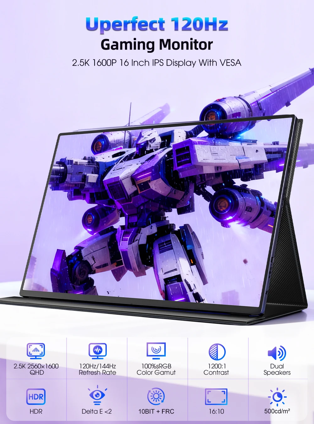 UPERFECT 2K 16インチ　144hz ポータブルモニター 楽天市場】【コスパ抜群】モバイルモニター 2K 16インチ 100%sRGB 10億