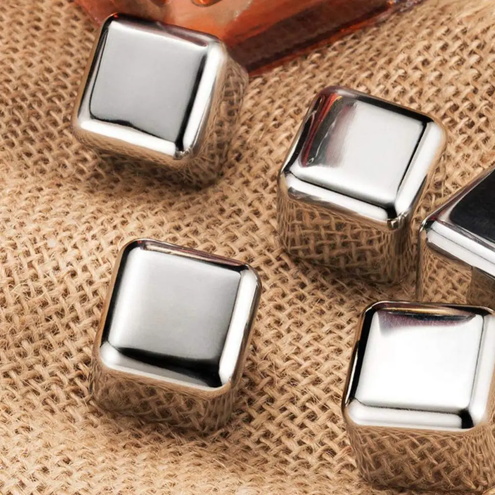 1Pc Square Stainless Steel Whiskey Ice Cubes Red Wine Ice Grains Whiskey ice metal ice cubes Drink Cooler Bar Supply